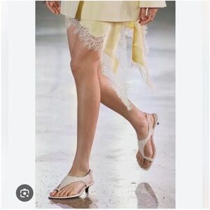 ZARA LEATHER KITTEN HEELED SANDALS - THONG SANDAL SLINGBACK SHOES